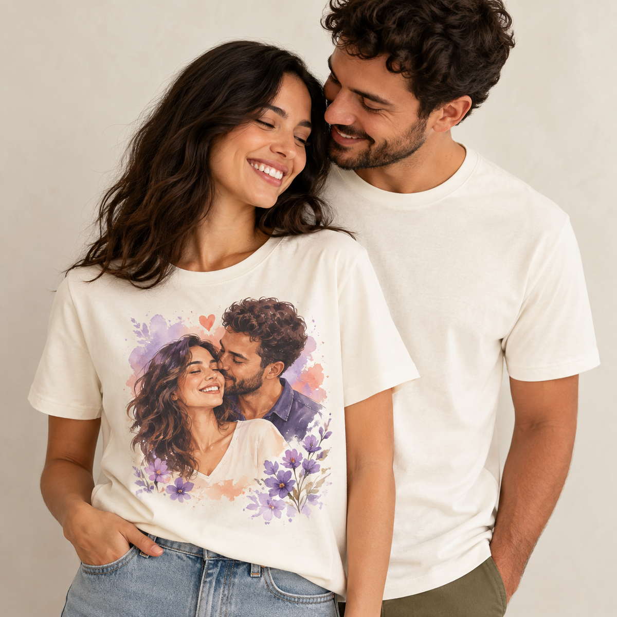 Camiseta personalizada Nosso Amor em Aquarela