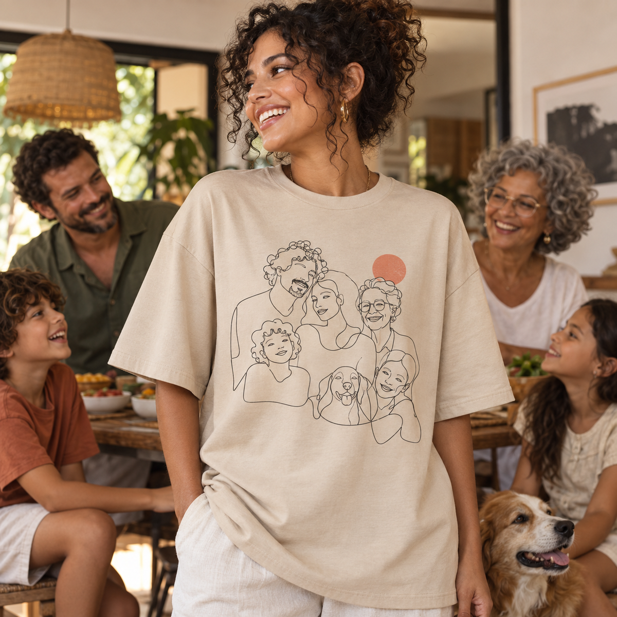 Camiseta oversized personalizada Retrato de Família